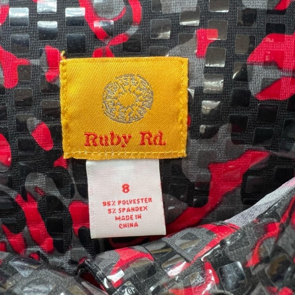 Ruby Rd. Women's 8 Jacket Black Red Gray Shiny Detail Button Front Office Pocket - Picture 2 of 10